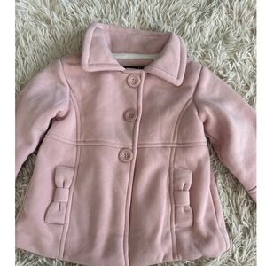 Me‎ Jane Mini Baby Girl Pink Bow Coat Jacket 24M Faux Fur Lined Winter
